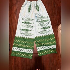 SHEIN Light Green and Yellow Floral Pants